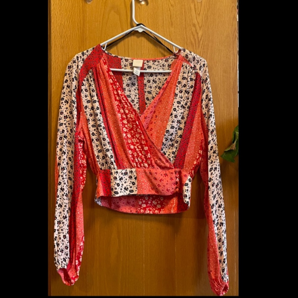 H&M multi-patterned wrap top